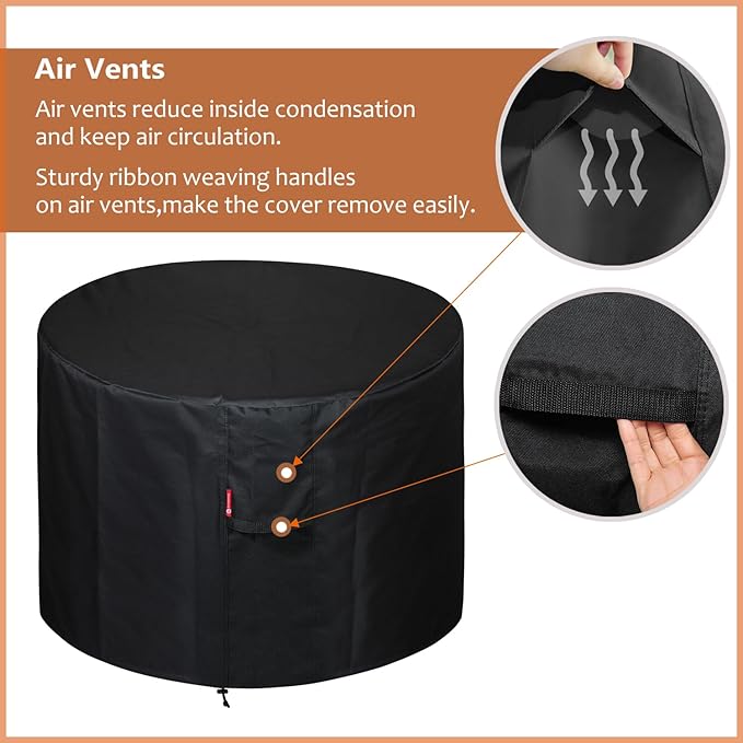 SheeChung Fire Pit Cover Round 33" Dx30 H for Globe fire Ball,Waterproof Heavy Duty 600D Wood Fire Globe Fire Pit Cover for Outdoor fire with BBQ Grill Globe Large Round Pit