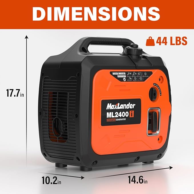 MAXLANDER 2400-Watt Portable Inverter Generators, 120V Quiet Outdoor Generator, Small Generator for Camping Outdoor Emergency Power Backup, Gas Powered Engine, ECO Mode, EPA Compliant