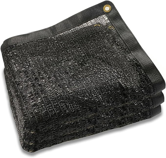 POYEE 90% 10ftx12ft Black Shade Cloth Taped Edge with Brass Grommets Garden Sun Shade UV Resistant Sunblock Shade Net for Outdoor Plants Vegetables Greenhouse