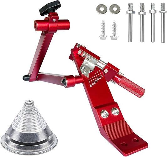TIWAN Lawn Mower Blade Sharpener - Updated Ball Bearing Manufacturing Handle, Suitable for Right and Left Hand Blades, Mower Blade Sharpener Tool Kit with Lawn Mower Blade Balancer, 5005, Red