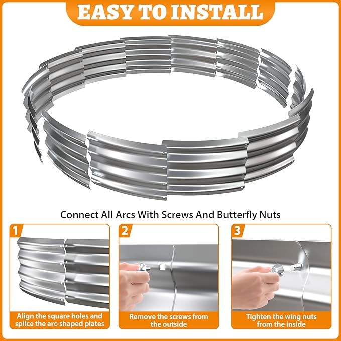 Metal Fire Pit Ring/Bonfire Fire Ring- 6 FT Diameter, 0.7 MM Thick,1 ft High, Durable and Stylish for Outdoor Fire Pits,Patios and Camping (Silver, 6X6X1 ft)