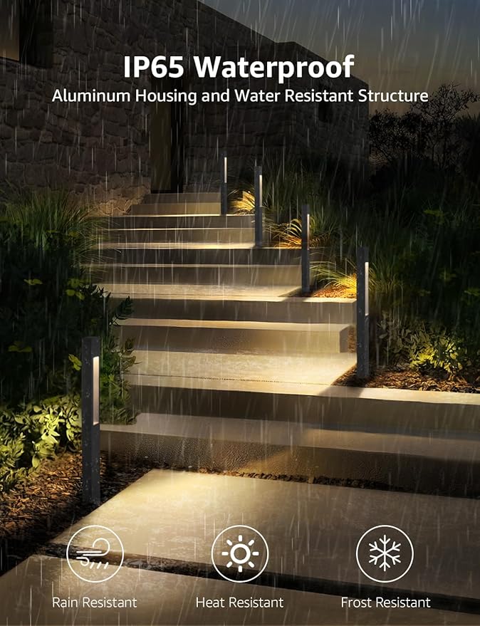 SUNVIE LED Low Voltage Landscape Lights 3W Pathway Lights Low Voltage 12-24V Landscape Path Lights 3000K CRI 90+ Aluminum Waterproof Pathway Lighting for Walkway Garden Yard ETL Listed Cord, 12 Pack