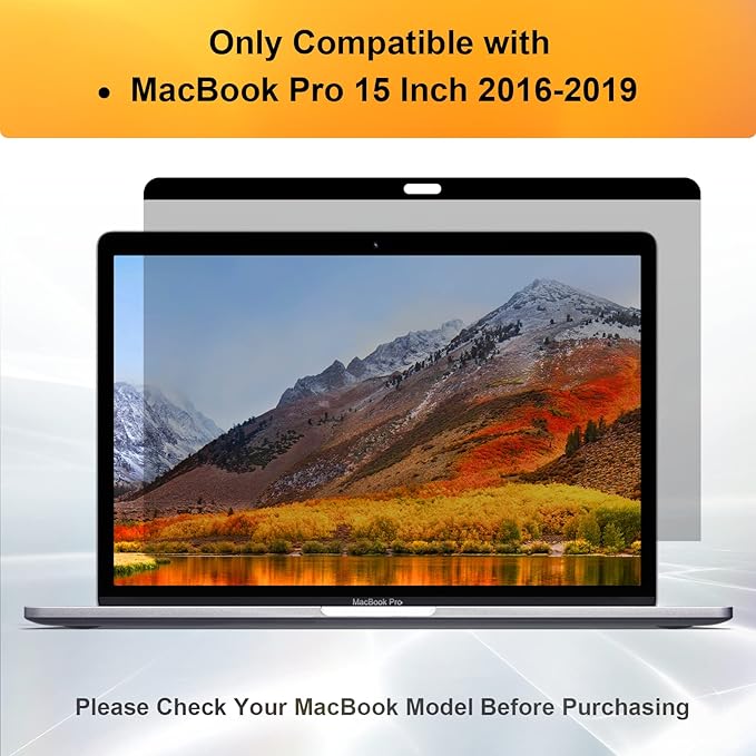 Mamol Privacy Screen MacBook Pro 15 Inch (2016-2019), Magnetic Removable Anti Blue Light Glare Filter Privacy Screen Protector for Apple Mac 15 in Laptop Model (A1707, A1990)