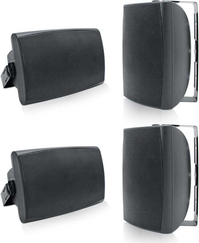 Herdio 6.5 Inch 800W Outdoor Bluetooth Speakers Wired Waterproof with Multifunctional Amplifier, Wall Mount Speaker for Patio Home Poolside Deck Backyard(2 Pairs,Black)