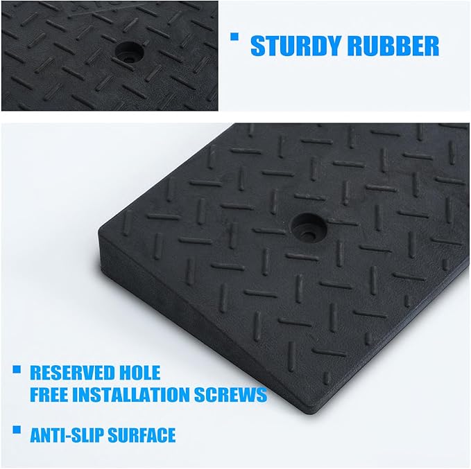 2 Pack 5'' Rise Rubber Curb Ramp Heavy Duty Loading Rubber Curb Ramps 3 Tons Driveway Ramp Car Slope Ramp for Loading Dock Bike Vehicle Warehouse Sidewalk Wheelchair (5" H)