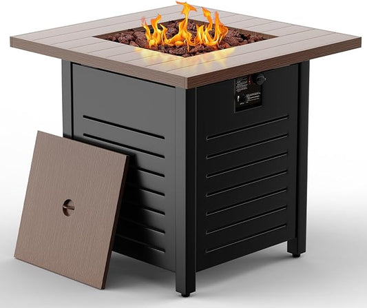 28'' Propane Fire Pit Table – 50,000 BTU Outdoor Gas Fire Pit for Patio, Deck, and Garden, CSA Certified Multipurpose Fire Table with Cover and Lava Rock