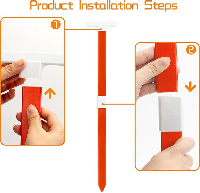 2-Pack Orange Fiberglass Rod Stakes for Yard Signs, 28 Inch Yard Sign Stakes, Suitable for Yard Metal Signs with a Thickness of 7 to 60 mil / 0.2 to 1.5 mm
