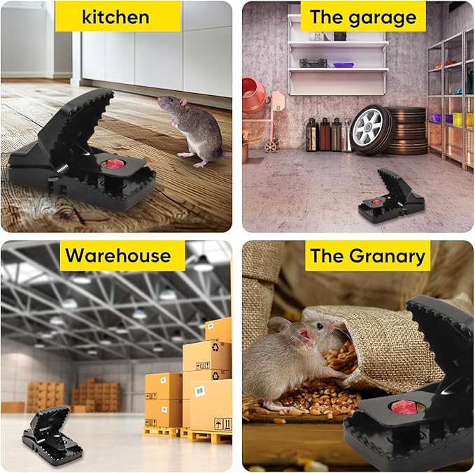 Rat Trap 6-Pack, Large Mouse Traps for Indoor and Outdoor Use, Reusable Mouse Trap, Fast, Hygienic, Unplugged, Used to Catch Mice, Squirrels, Rodents, for Home, Yard and Barns