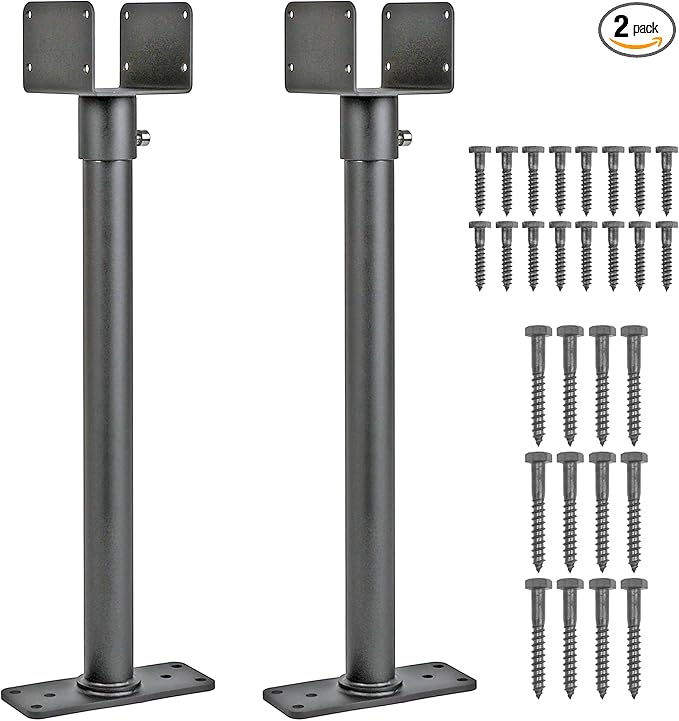 2Pack 3.6" Saddle Stainless Steel Roof Riser for Patio Pergola, 18-1/4 Inches High, Black Finish