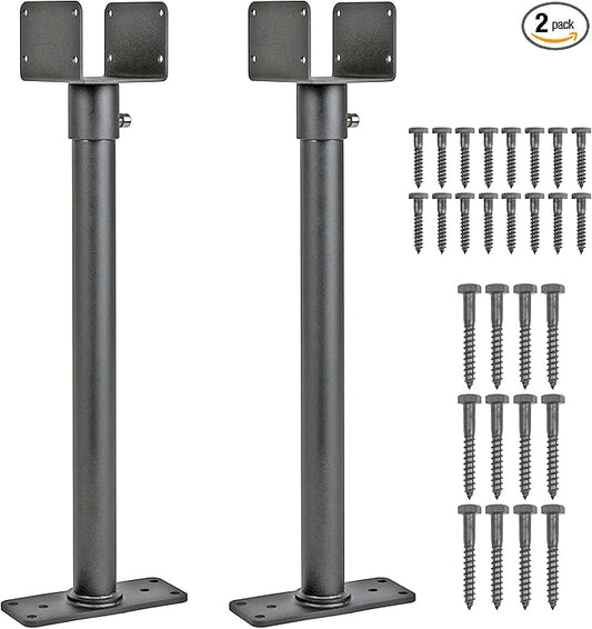 2Pack 3.6" Saddle Stainless Steel Roof Riser for Patio Pergola, 18-1/4 Inches High, Black Finish