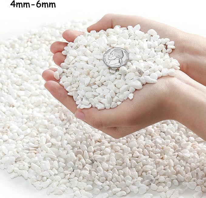 2.4lb Succulent and Cactus Bonsai DIY Rocks, White Gravel for Terrarium, Fairy Gardening, Top Dressing, Mini White Rocks