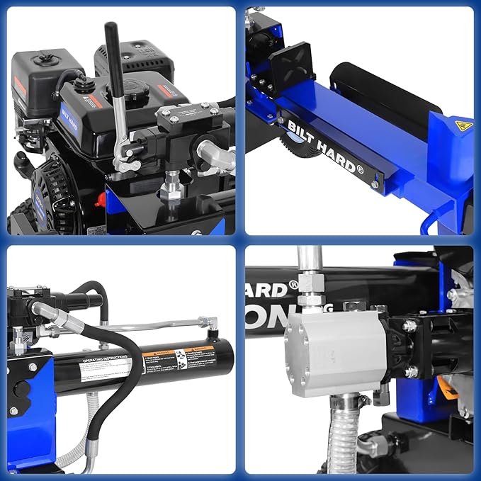 BILT HARD 20-Ton Gas Log Splitter, Hydraulic Wood Splitter with 7 HP 209cc OHV Engine, Towable Hitch, 13" Pneumatic Tires, 2 Stage Gear Pump, Steel Wedge, Firewood Splitting Machine