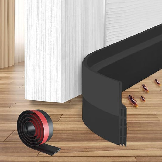 Ohuhu Door Draft Stopper Weather Strip-Under Door Draft Blocker Door Sweep Seal Strip for Exterior Interior Doors-Cold Winter Door Gap Filler Bottom Noise Block Draft Guard Insulator 39" L x2 W Black