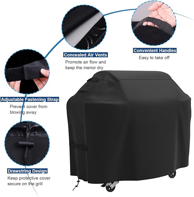 Grill Cover, Grill Covers for Outside Heavy Duty Waterproof 55 inch, BBQ Grill Cover with Adjustable Straps, Oxford Fabric for Weber, Genesis, Charbroil, etc