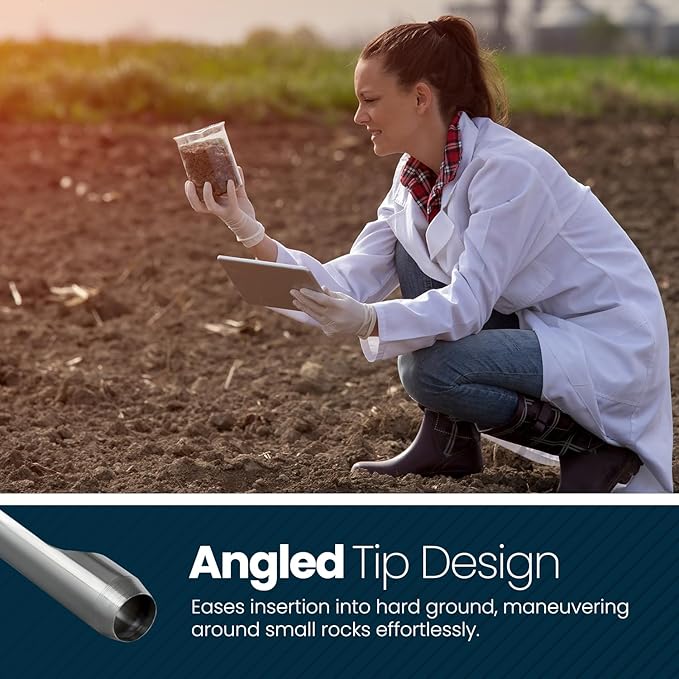 Varomorus Soil Sampler Probe 36" Stainless Steel Tubular T-Style Handle with Footsteps.