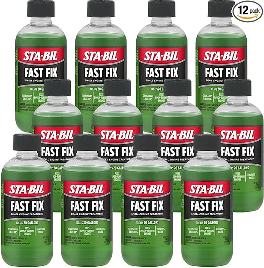 STA-BIL Fast Fix - Small Engine Treatment, Cleans Carburetors & Injectors, Fixes Rough Running Engines, Eliminates Water, Carb Cleaner & Fuel Injector Cleaner, 8oz (12 Pack)