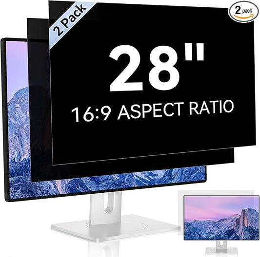 [2 Pack] 28 Inch Computer Privacy Screen for 16:9 Aspect Ratio Widescreen Monitor, Eye Protection Anti Glare Blue Light Computer Monitor Privacy Filter, Removable Anti-Scratch 28in Protector Film