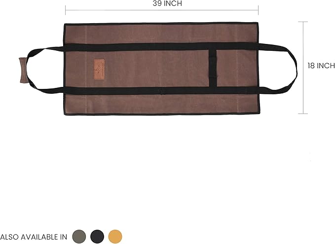 WHITEDUCK TUFF Large Firewood Carrier 21 Oz. Heavy Duty Waxed Canvas Log Carrier Holder for Fireplace, Carrying Wood Indoor & Outdoor (Brown, Rectangle (39"x18"))