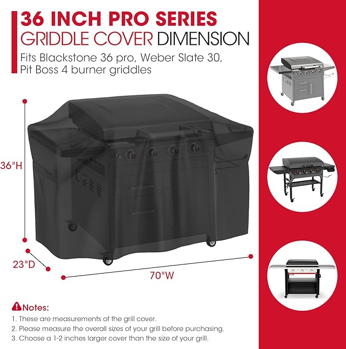 Unicook 70 Inch Griddle Grill Cover for Blackstone 36 Inch ProSeries, Heavy Duty Waterproof Large Flat Top Grill Cover with Sealed Seam, Compare to Blackstone 5005, 5482, Black