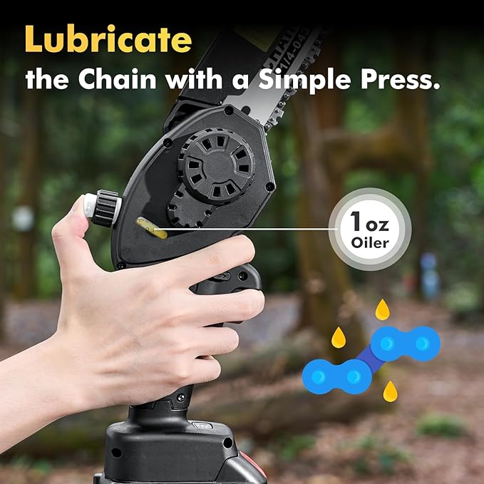 Mini Chainsaw Cordless 8 inch: Electric Chainsaw Battery Powered, Brushless Chain Saw with Auto Oiler, 2pcs Battery, Handheld Saw for Tree Branch Wood Cutting,Gardening Tools for Men Dad Husband