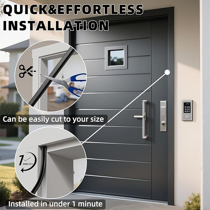 2 Pack*26 Ft Self-Adhesive V Shape Foam Window Weather Stripping Door Seal Insulation Strip for Winter, Soundproof Exterior Front Frame Gap Filler, Draft Stopper Tape Noise Light Blocker (White)