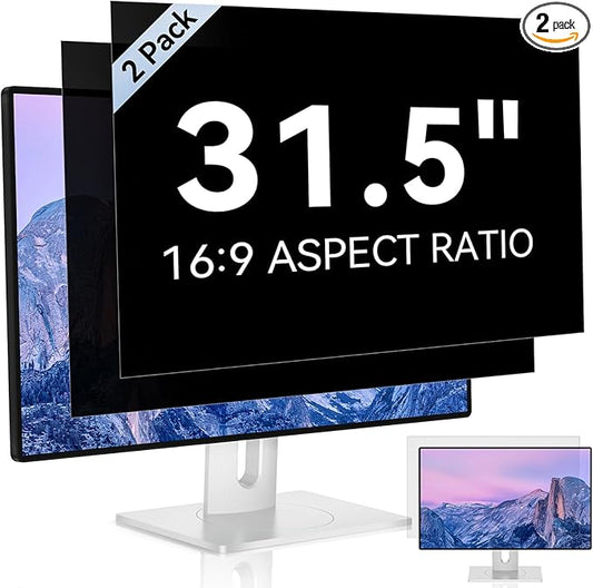 [2 Pack] 31.5 Inch Computer Privacy Screen for 16:9 Aspect Ratio Widescreen Monitor, Eye Protection Anti Glare Blue Light Computer Monitor Privacy Filter, Removable Anti-Scratch 31in Protector Film