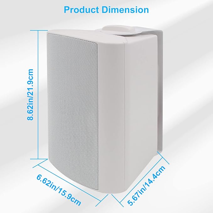 Herdio 4 Inches Passive Indoor Outdoor Speakers Waterproof Wired 200 Watt with Powerful Bass,Wall Mount Speakers for Patio Garage Covered Deck