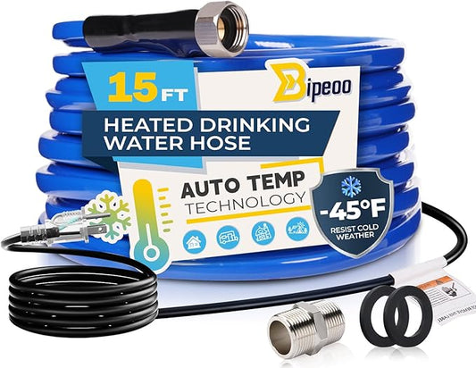 15FT Heated Water Hose for Rv,Heated Drinking Water Hose Antifreeze to -45°F,Great Rv Accessories for Campers,Livestock,Agriculture,Lead and BPA Free