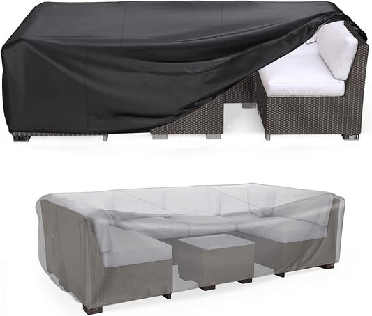 Mrrihand Patio Furniture Set Cover Waterproof, Outdoor Sectional Sofa Set Cover Heavy Duty 600D Table and Chair Set Cover 98" L× 78" W× 30" H