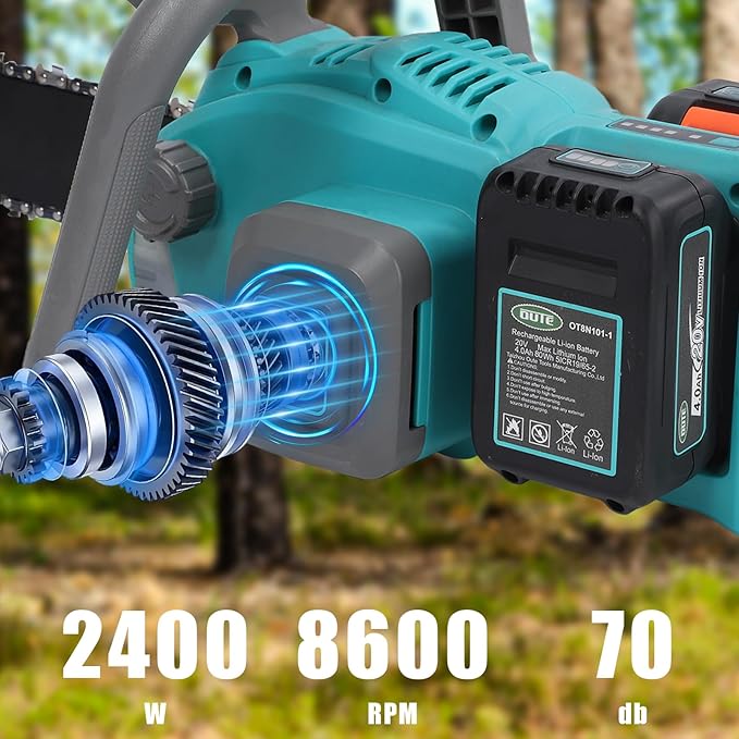 16-Inch Electric Chainsaw Cordless, Battery Powered Chainsaw with Brushless Motor, 2 * 20V DC 4Ah Batteries and Charger, Automatic Chain Refueling for Wood Cutting And Tree Trimming