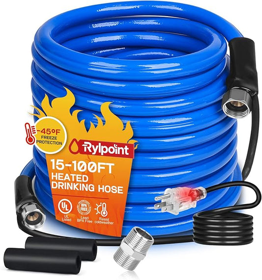 15FT Heated Water Hose for RV,Heated Drinking Water Hose,Lead and BPA Free,1/2"Inner Diameter,Temperatures Down to -47°F,Rv Accessories for Campers, Livestock, Agriculture
