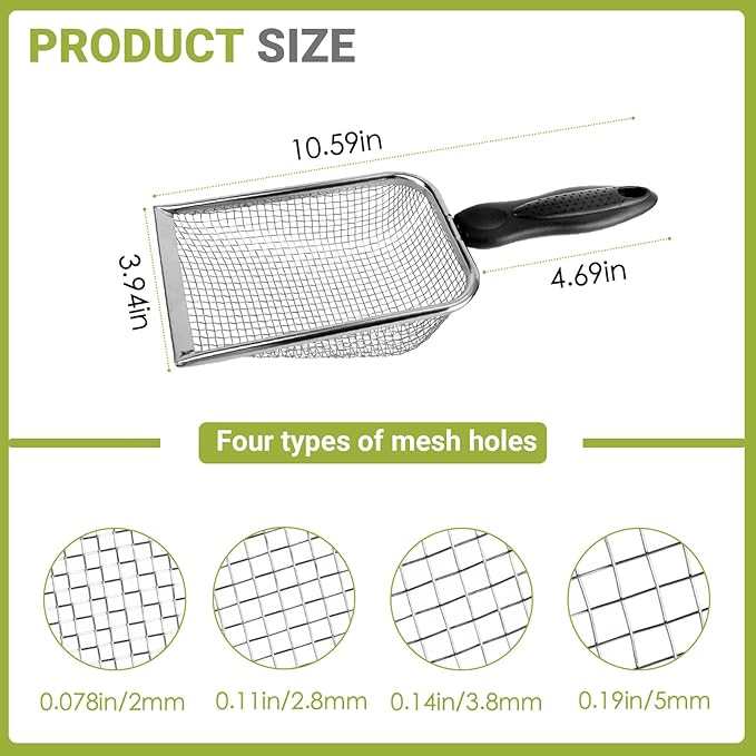 4 Pcs Gardening Soil Sifter, Shape Garden Sieve Sifter with Handle (2/2.8/3.8/5 mm Mesh), Portable Gardening Sifter for Gradening Sand Soil Dirt Compost (4 Set)