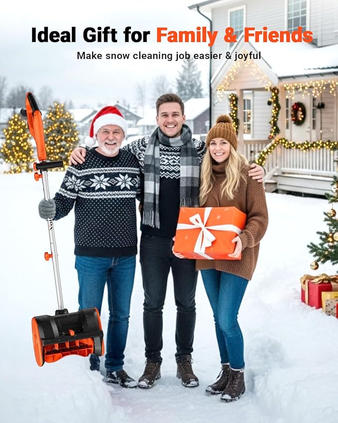 VOLTASK 12-Inch Corded Snow Blower, 10 Amp Electric Snow Blower with Directional Plate