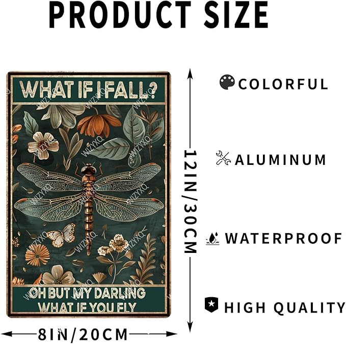 Metal Signs What If I Fall Oh But My Darling What If You Fly Retro Tin Sign for Home Office Kitchen Bar Cafe Garden Wall Decor 12x8 Inch