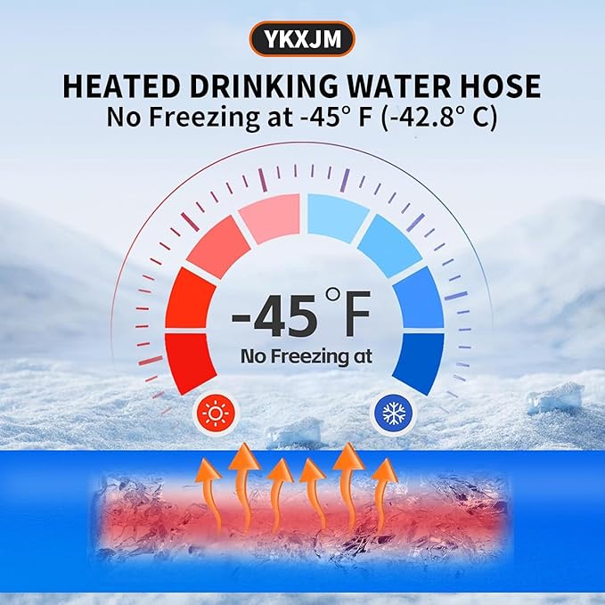 100FT Heated Water Hose for RV,Heated Drinking Water Hose with Thermostat,Lead and BPA Free,1/2" Inner Diameter,Temperatures Down to -40°F Self-Regulating White Appearance (100FT)