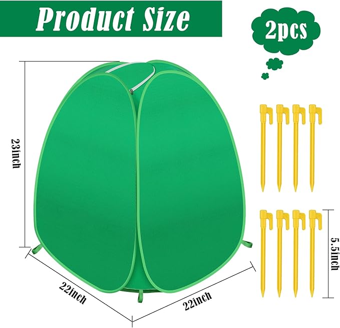 2 Pack Plant Covers Freeze Protection, Pop Up Shrub Frost Covers for Outdoor Plants Warm Plant Protectors Tent for Winter Protecting Fruit Potted Plants and Shrub from Freezing Animals Eating(22x22x23