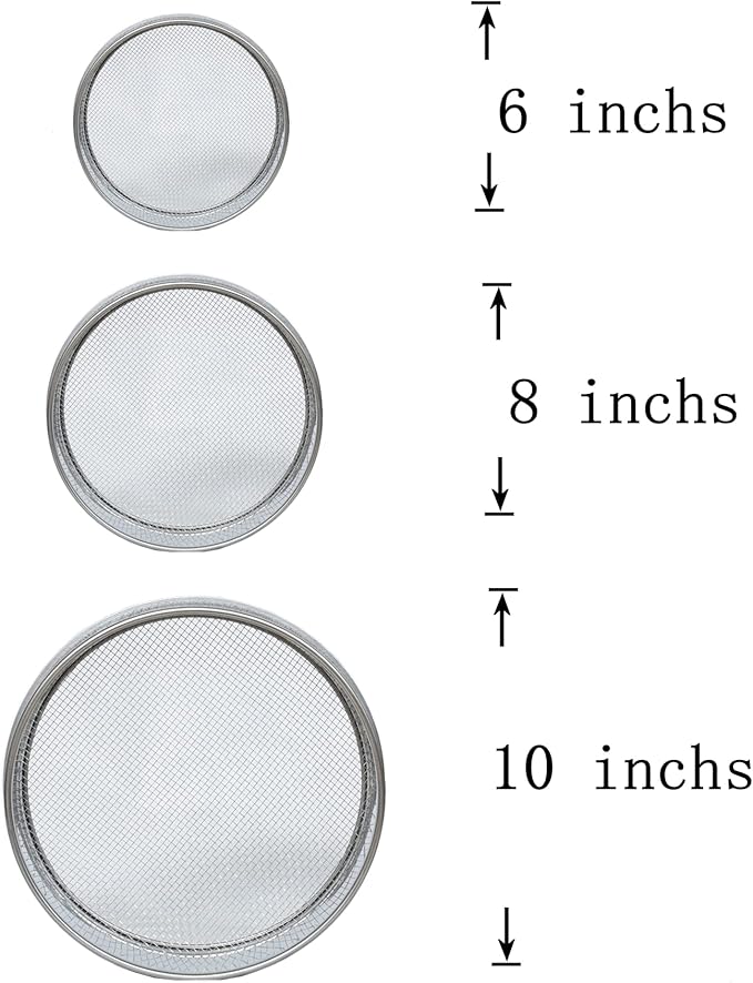 3PCS Soil Sifter for Rocks Sand Compost Sieve