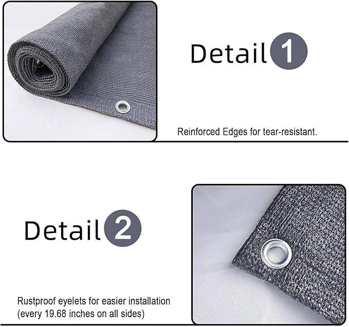 SUNLAX 3'x13' Light Grey Balcony Privacy Screen Fence Windscreen Cover Fabric Shade Netting Mesh Cloth with Grommets UV Protection for Patio, Backyard, Porch, Railing Shield 90%