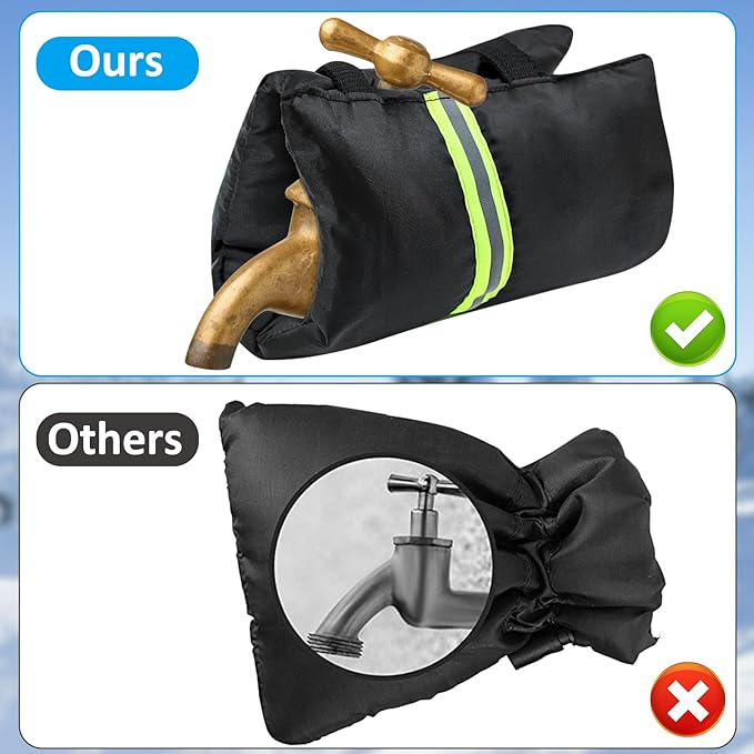 2Pcs Outdoor Faucet Cover for Winter Freeze Protection Frost Proof Insulated Spigot Freeze Miser Reusable Waterproof Water Faucet Insulation Wrap with Reflective Strip for Garden Yard Outside Hose Bib