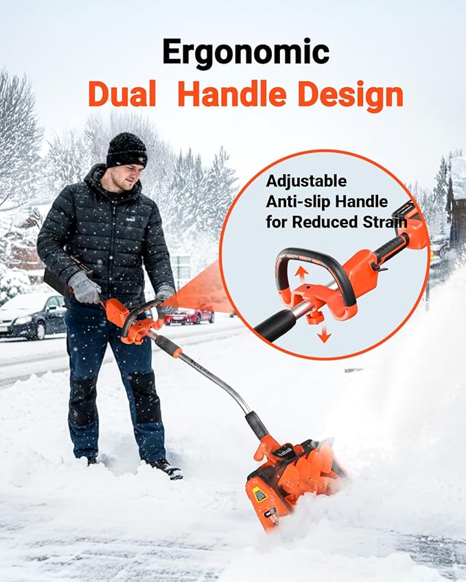 VOLTASK Cordless Snow Shovel, 48V | 13.5-Inch Cordless Snow Blower, Battery Snow Blower with Directional Plate (2 * 24V Battery & Dual Quick Charger Included)