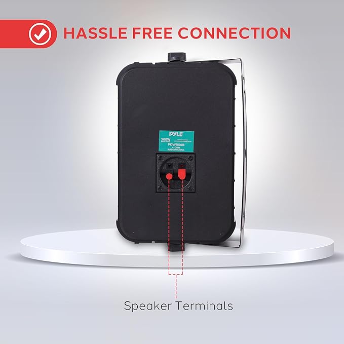 Pyle 2 Way Speaker System Pair - 500W Peak Power 6.5 Inch Passive Weatherproof Wall / Ceiling Mounted - Heavy Duty Universal Mount - Use for Pool, Patio, Indoor, Outdoor (Black)