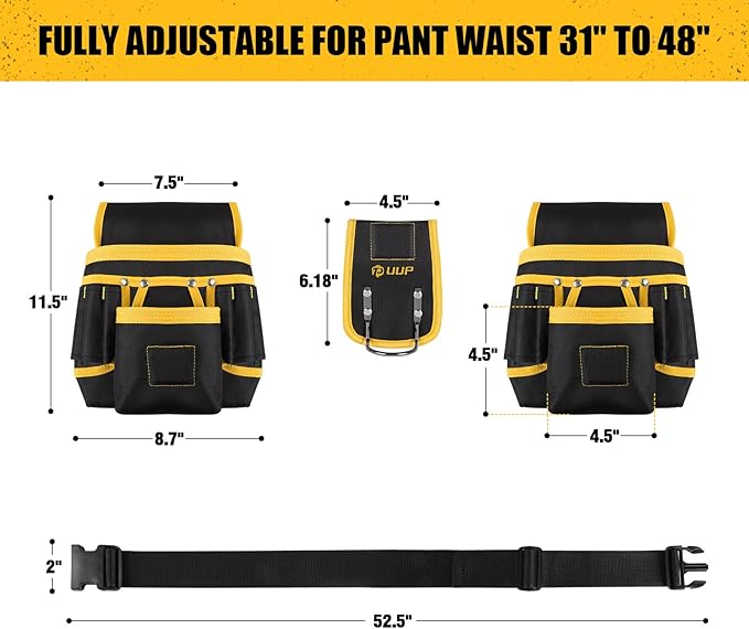 Magnetic Tool Belt for Men, 26 Pockets Heavy Duty Tool Pouch, Magnet Holster Nail Utility Toolbelt Detachable Adjustable Waist Holder for Handyman Contractor Mechanic Plumber Roofer Carpentry Dad Gift