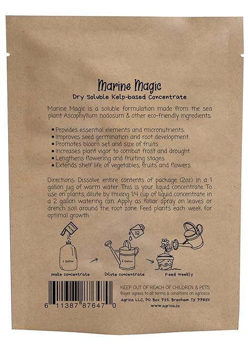 Seaweed Extract Soluble Powder Fertilizer - Marine Magic 100% Natural Soluble Kelp Powder Fertilizer Makes 128 Gallons (484 L) Kelp Liquid Feed for Plants