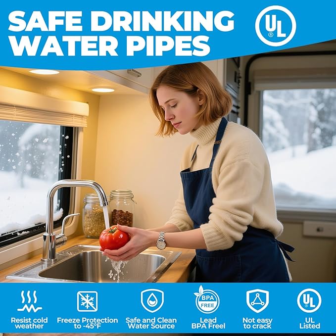 15FT Heated Water Hose for Rv,Heated Drinking Water Hose Antifreeze to -45°F,Great Rv Accessories for Campers,Livestock,Agriculture,Lead and BPA Free