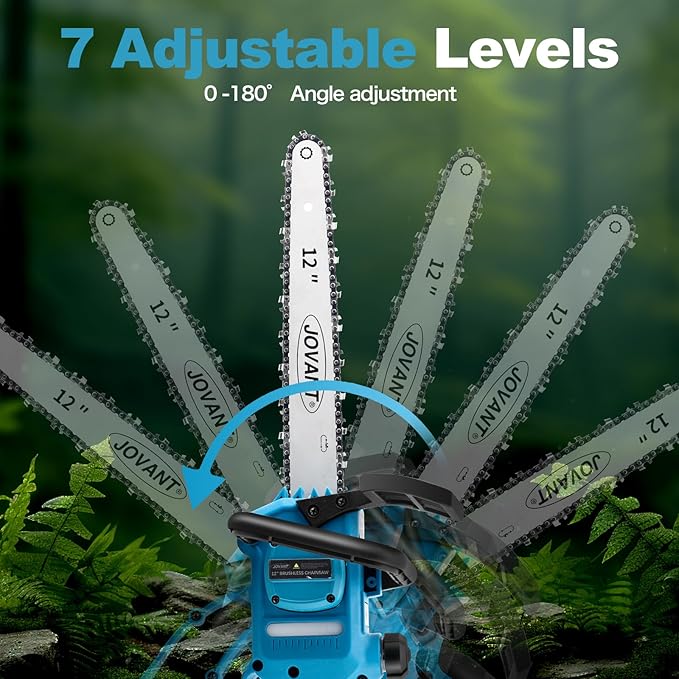 12 inch Cordless Pole Saw with 2 Max 20V*4Ah Batteries, Electric Pole Saw Battery Powered,15-Foot Reach for Tree Trimming