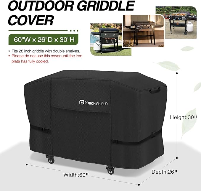Porch Shield 28 inch Griddle Cover for Blackstone, Waterproof and Fade Resistant 600D Gas Grill Cover Fits for Blackstone 28" Griddle Cooking Station and Most 2 Burner Flap Top Grill
