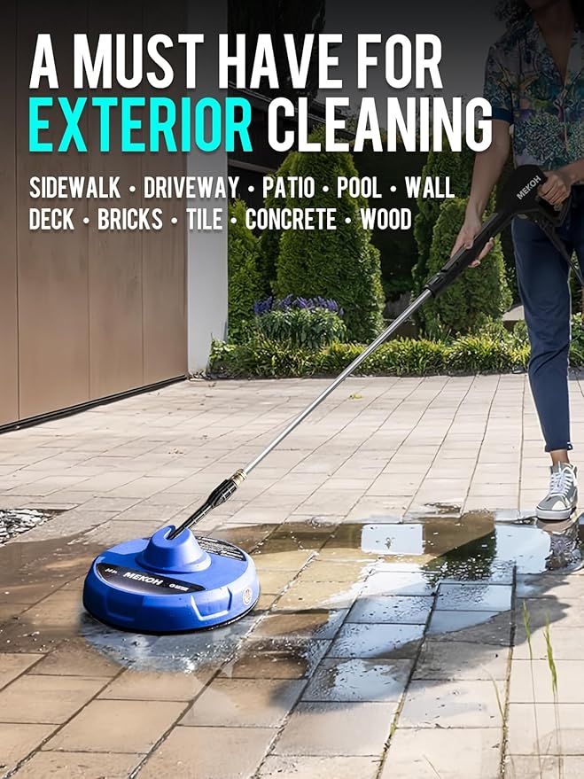 MEKOH 14” Electric Pressure Washer Surface Cleaner Attachment, 2500 PSI Universal Power Washer Accessories for Driveway Sidewalk Deck Patio Concrete Cleaning, 1/4" Quick-Connect, Dual Rotary Nozzles