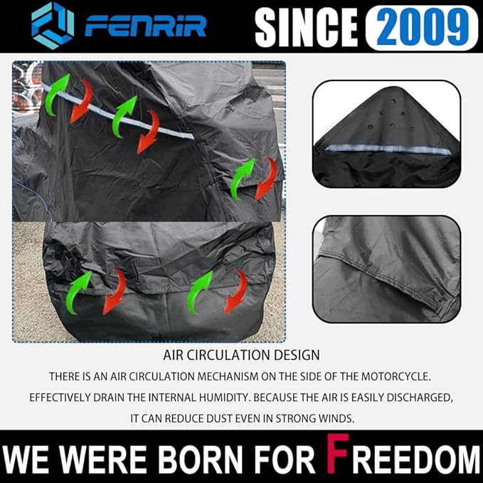 FENRIR 420D 90"INCH Motorcycle Cover Waterproof Outdoor Storage compatible with Adventure MaxiScooter R1300GS R1250GS S1000XR Multistrada Vstrom Versys Tracer9 Tenere700 Africa twin NC750 XMAX Burgman