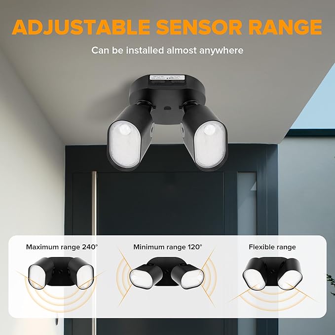 LUTEC 35W 4000LM LED FloodLights with 2 Sensors, Motion Sensor Outdoor Lights 5000K Dusk to Dawn, IP65 Waterproof 240 Wide Angle Motion Outdoor for Garage, Patio, Yard(2 Pack)