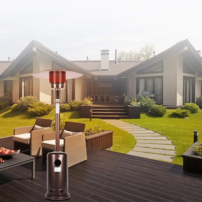 Outdoor Mushroom Heater Patio Propane 48,000 BTU for Outdoor Heating Deck Heater with Umbrella Dome and Wheeled Floor-standing Rust Free for Patio Porch and Backyards